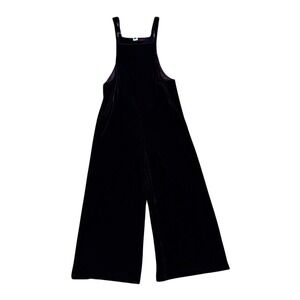 The Pyramid Collection Jumpsuit Womens XS Velvet Wide Leg Crop Overall Purple